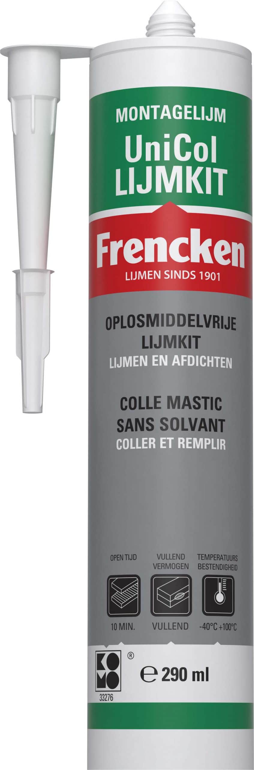 witte lijmkit van unicol in fles van 290 ml